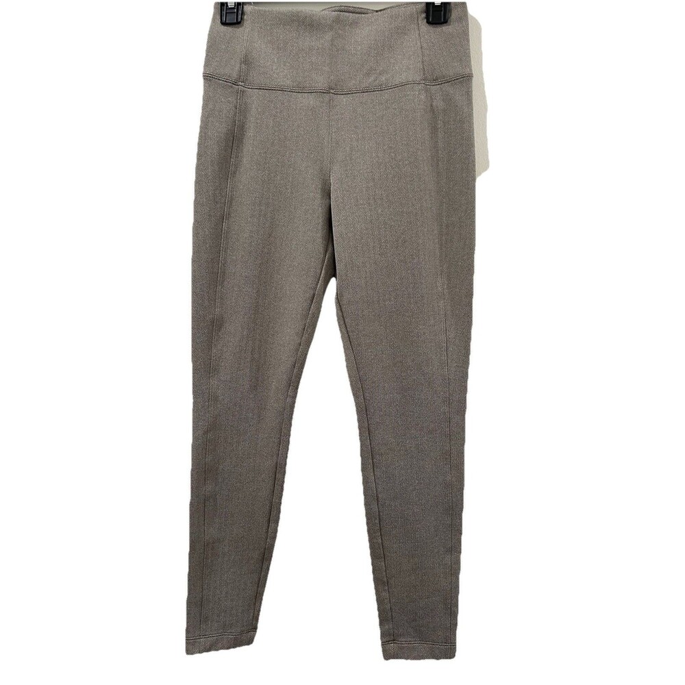 Athleta Gray Delancey Herringbone Tights Sz PS High Hidden Zip Back Pockets